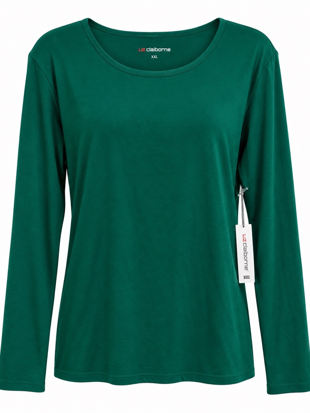 Liz Claiborne Emerald Green Long-Sleeve Scoop Neck Top XXL NWT 💚🎁